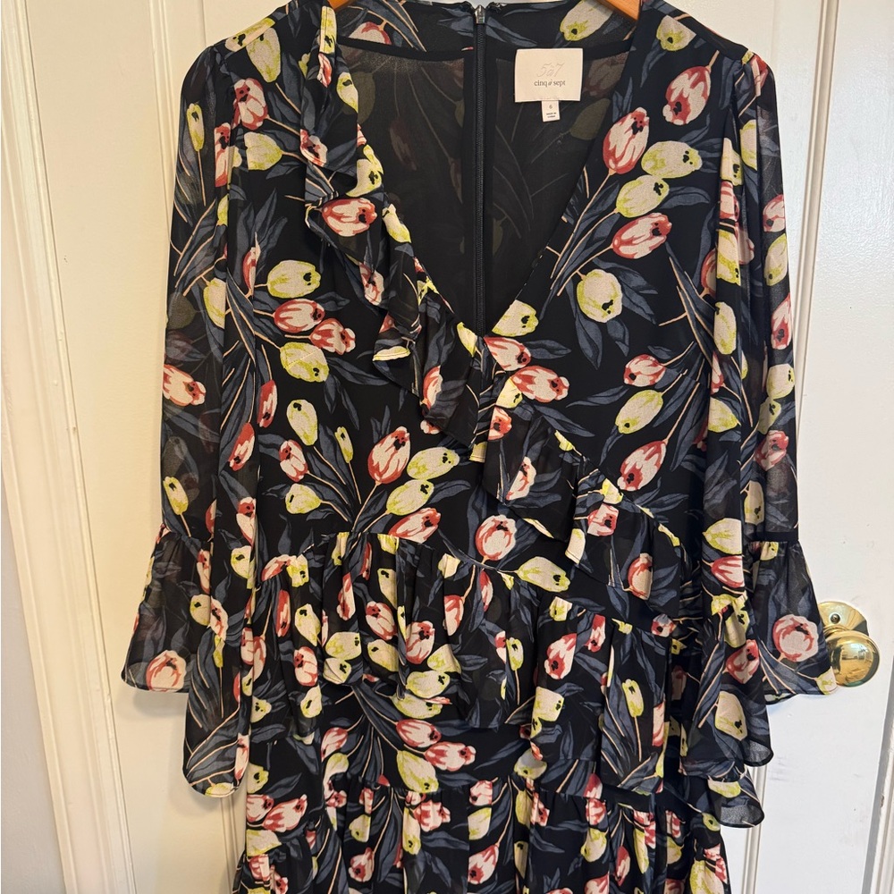 Cinq à Sept Floral Ruffle Tiered Mini Dress | Romantic Party Style